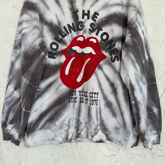 THE ROLLING STONES Sweatshirt Womens Size Medium Tie Die Logo Tongue Crew Neck - Picture 4 of 11